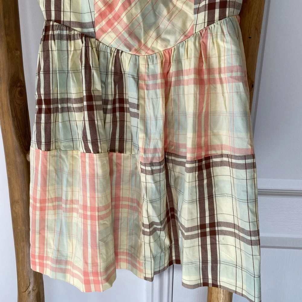 NWT! LyreBird Sleeveless Plaid Nap Mini Dress Size Small 100% Cotton Summer Boho